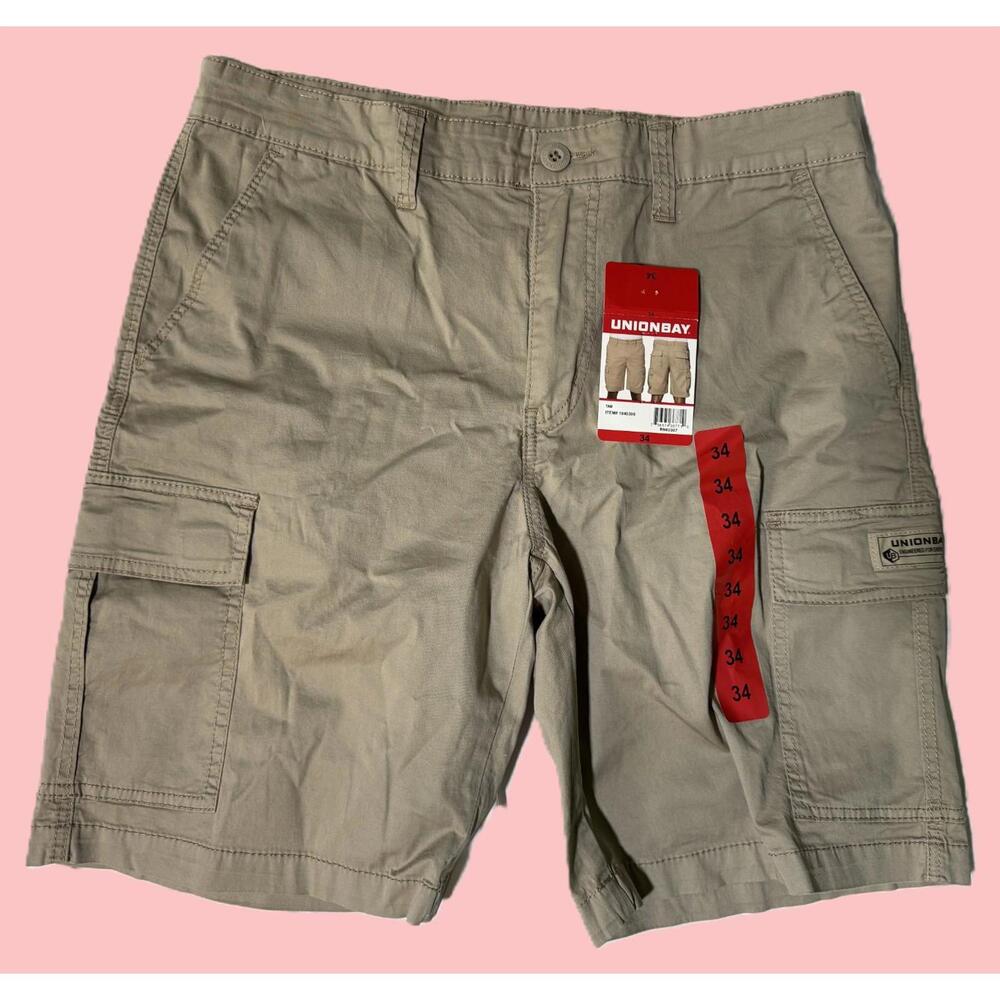 UnionBay Khaki Tan Cargo Shorts Stretch Fit Men's 34 NEW!